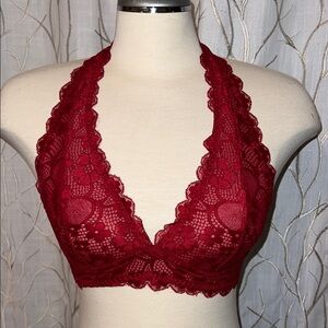 Wishlist Red Floral Lace Halter Bralette
